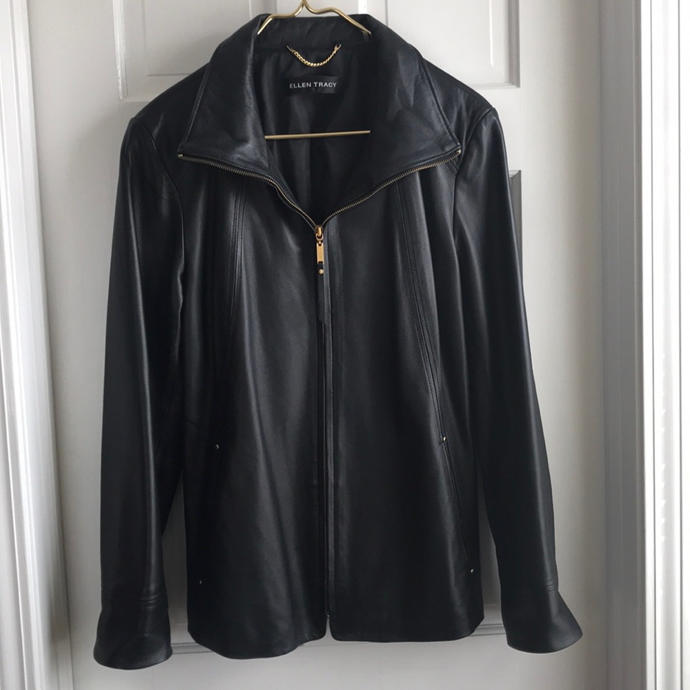 Ellen Tracy Black Leather Jacket